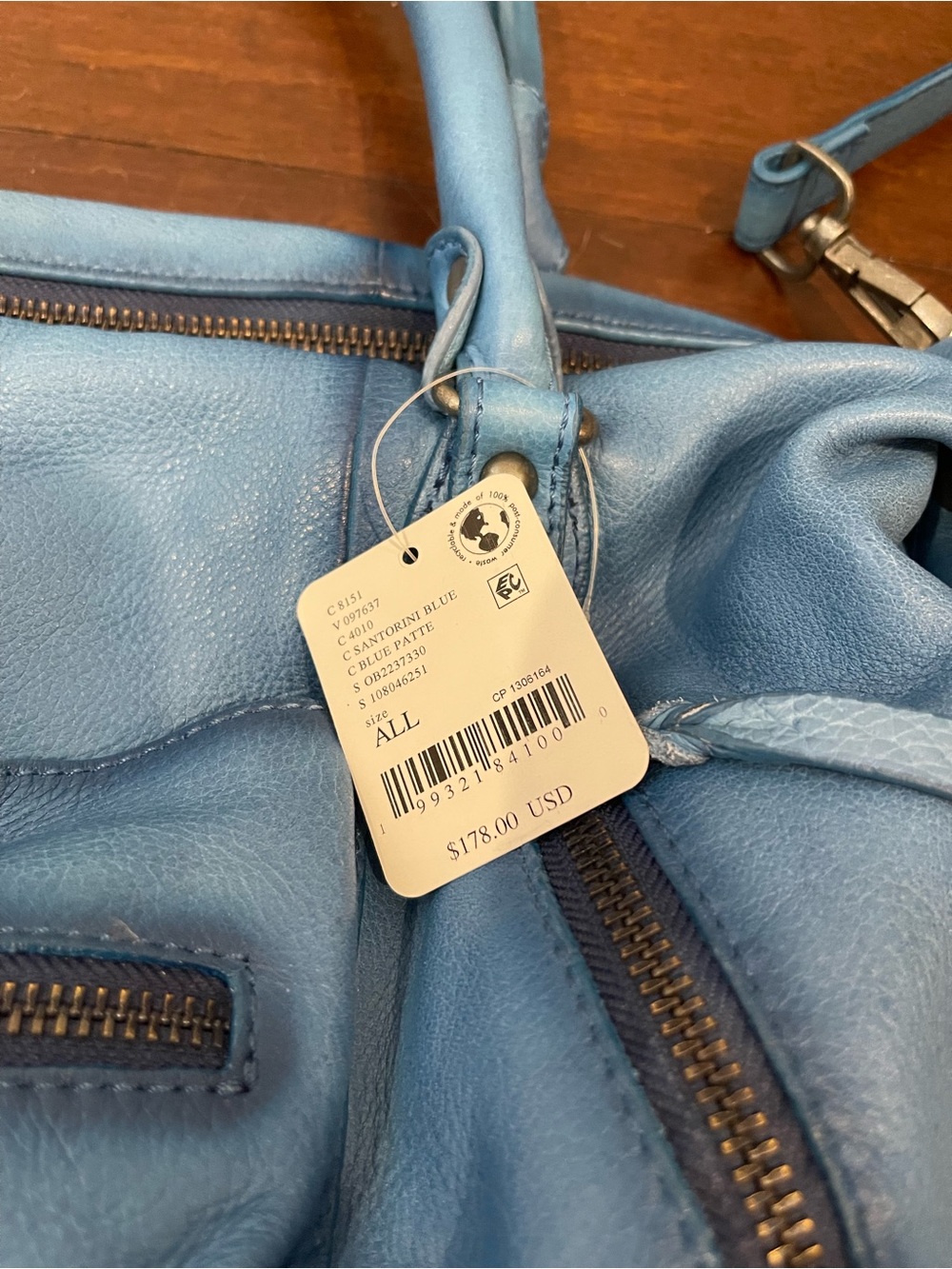 nwt free people we the free baby emerson tote santorini blue - Picture 3 of 5